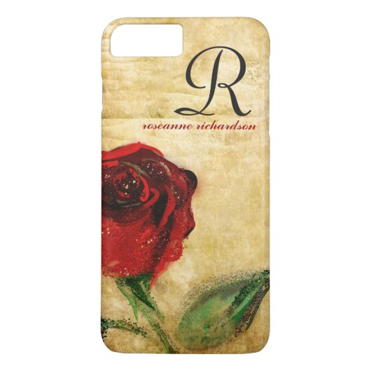 Red Rose Monogram iPhone 7 hoesje (Achterkant)