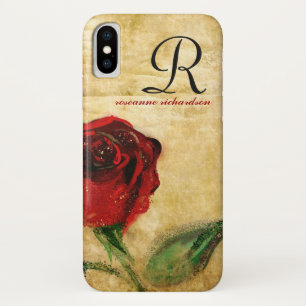  Red Rose Monogram iPhone X Hoesje