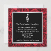 Red Rose Music Treble Clef Overweging Uitnodiginge Kaart (Achterkant)