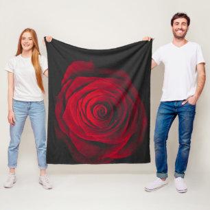 Red rose on black background vintage effect fleece deken