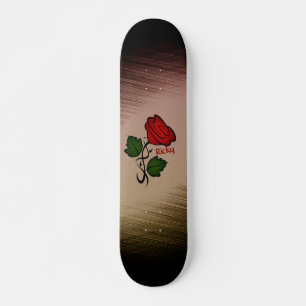 Red Rose on Black met naam Skateboard