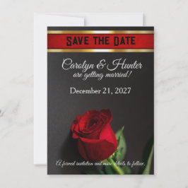 Red Rose on Black Wedding Save The Date
