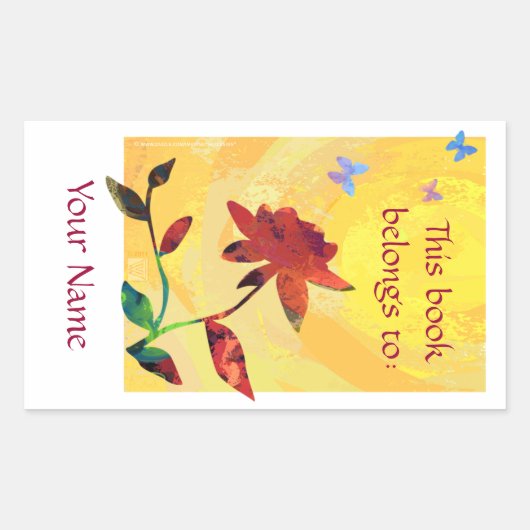 Red Rose on Yellow Rechthoekige Sticker (Voorkant)