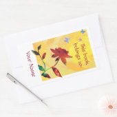 Red Rose on Yellow Rechthoekige Sticker (Envelop)