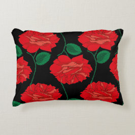 Red Rose op Black Accent Kussen