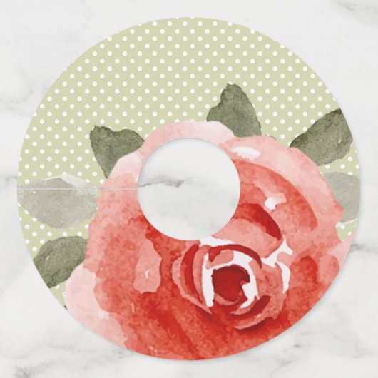 Red Rose op Limoen Stippen Wijnglaslabel (Voorkant)