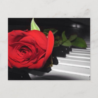 Red Rose op Piano Briefkaart