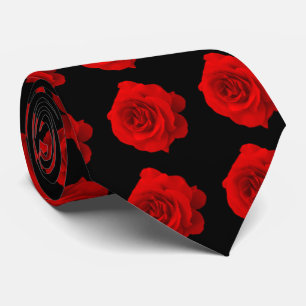 Red Rose op zwart Stropdas