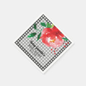 Red Rose op zwart-wit Gingham Vrijgezellenfeest Servet (Hoek)