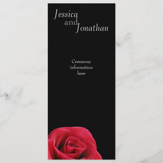 Red Rose op zwarte programmakaart Programma (Voorkant)