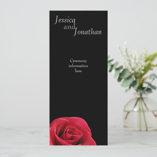 Red Rose op zwarte programmakaart Programma (Staand voorkant)