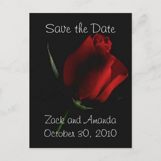 Red Rose op zwarte uitnodiging (Voorkant)