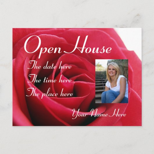 Red Rose, open huis briefkaart (Voorkant)