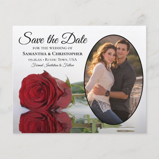 Red Rose Oval Photo BUDGET Weddenschap Save the Da Flyer (Voorkant)