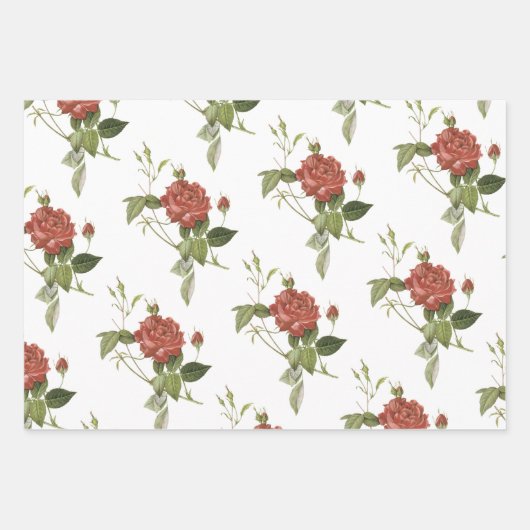 Red Rose Pattern Inpakpapier Vel (Voorkant)