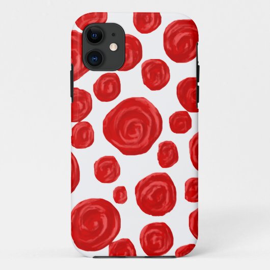 Red Rose Pattern op White. Case-Mate iPhone Case (Achterkant)
