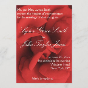 Red Rose Petals Elegant Wedding Invitations Kaart