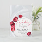 Red Rose Petals et Satin Invitation (Debout devant)