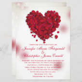 Red Rose Petals Love Heart Wedding Kaart (Voorkant / Achterkant)