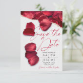 Red Rose Petals Save the Wedding Date Invitation (Debout devant)