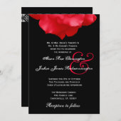 RED Rose Petals Wedding Invitation F204 Kaart (Voorkant / Achterkant)