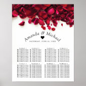 Red Rose Petals Wedding Seating Chart Poster (Voorkant)