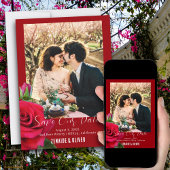 Red Rose Photo Flat Enregistrer la carte Date