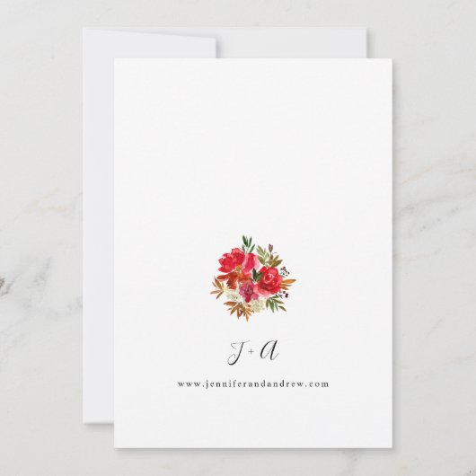 Red Rose & Pink Floral 1 Weddenschap Kaart (Achterkant)