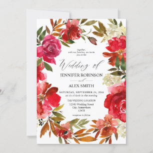 Red Rose & Pink Floral 2 Weddenschap Kaart