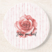 Red Rose Pink Stripes Zandsteen Onderzetter (Voorkant)