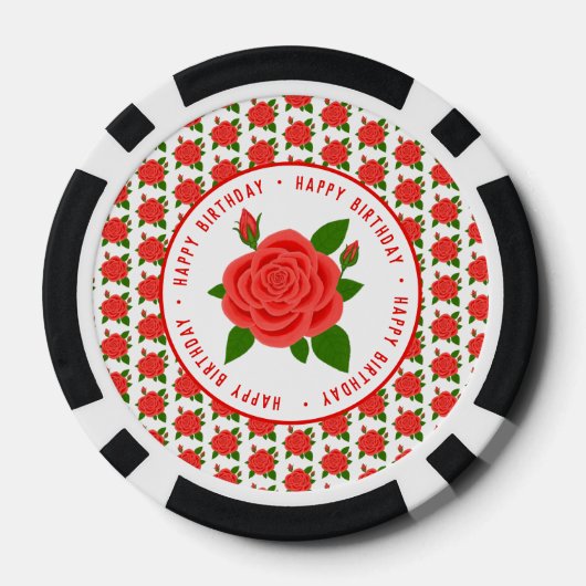 Red Rose Poker Chips voor verjaardagen (Achterkant)