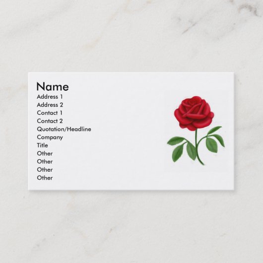 Red Rose Profile Card Visitekaartje (Voorkant)