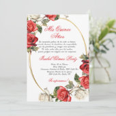 Red Rose Quinceanera uitnodiging (Staand voorkant)