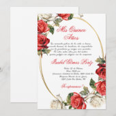 Red Rose Quinceanera uitnodiging (Voorkant / Achterkant)