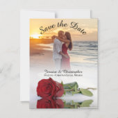 Red Rose Reflections Bruiloft Save the Date Foto Magnetische Uitnodiging (Voorkant)