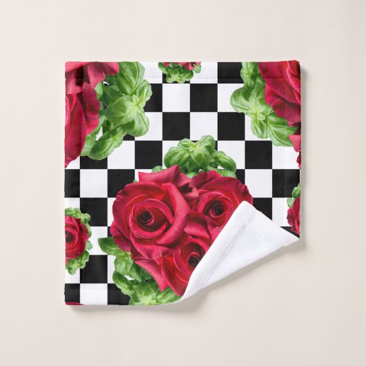Red Rose Rockabilly Check (Gant de toilette)