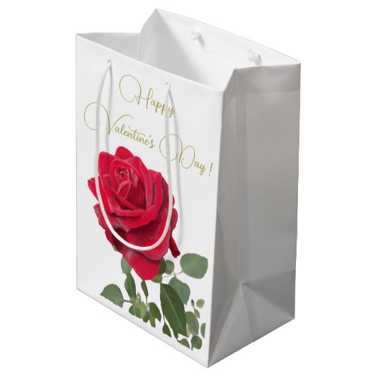 Red rose - Rode roos - Valentine's day Medium Cadeauzakje (Achterkant Gekanteld)