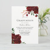 Red Rose Romantic Floral Gradual Party Kaart (Staand voorkant)
