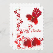 Red Rose Romantic Hearts ben mijn Valentijn Feestdagenkaart (Voorkant / Achterkant)