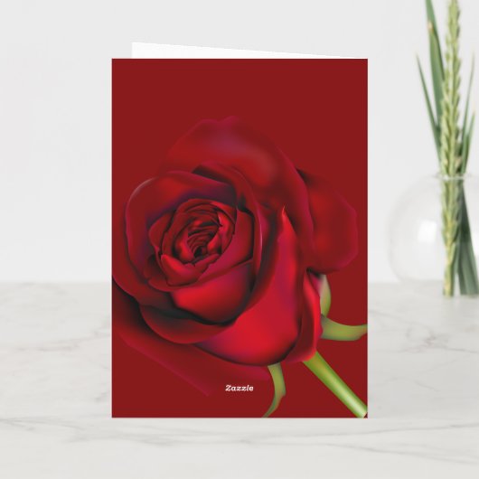Red Rose Romantic I Love You Valentine's Day Card (Dos)