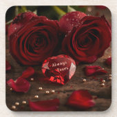 Red Rose Romantic Valentine Aesthetic Bier Onderzetter (Voorkant)