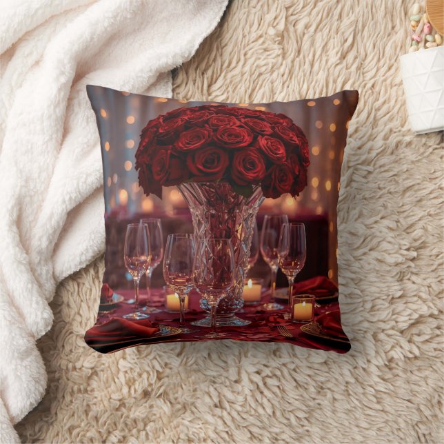 Red Rose Romantic Valentine Decorative Sofa Pillow Kussen (Deken)