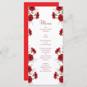 Red Rose Romantic Wedding Menus (Devant / Derrière)