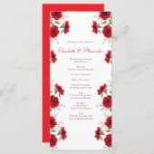 Red Rose Romantic Wedding Programs Menu (Voorkant / Achterkant)