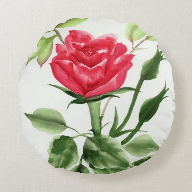 Red Rose Rond Kussen (Voorkant)