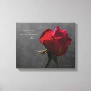 Red Rose, Rumi quote, 14 x 11 inch - KLEIN Canvas Afdruk