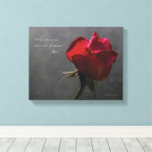 Red Rose, Rumi quote, 14" x 11" - KLEIN Canvas Afdruk (Insitu (Houten vloer))
