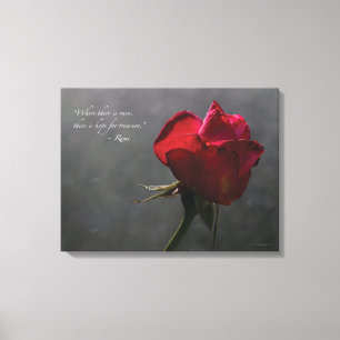 Red Rose, Rumi quote, 24 x 18 inch - MEDIUM Canvas Afdruk