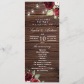 Red Rose Rustic Wood Wedding Programs Programma (Voorkant)