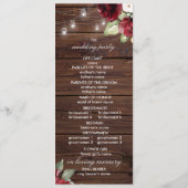 Red Rose Rustic Wood Wedding Programs Programma (Achterkant)